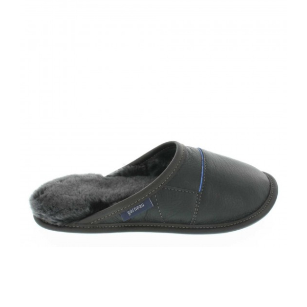 Mule (Leather) - Men's Slippers in Black Silverfox from Garneau