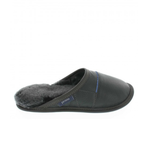 Mule - Pantoufle pour homme en cuir couleur noir de marque Garneau