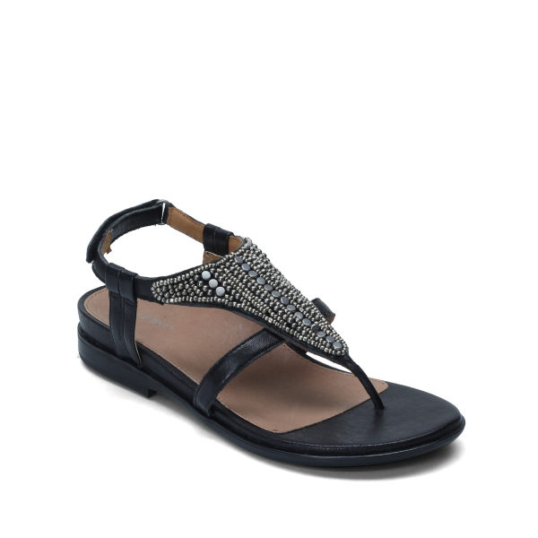 Sheila - Sandale pour femme en cuir couleur noir de marque Aetrex