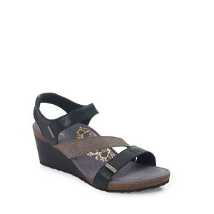 Brynn - Sandale pour femme en cuir couleur noir de marque Aetrex