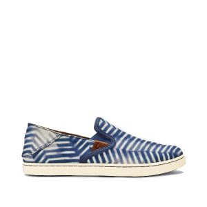 Pehuea Pa'i - Chaussure pour femme en cuir couleur marine de marque Olukai