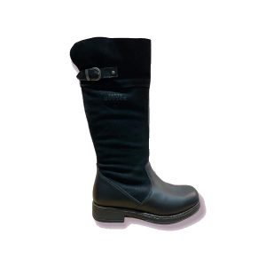 Macy - Botte pour femme en cuir suède couleur noir de marque Saute-Mouton