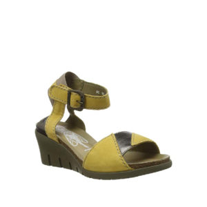 IMAT455FLY - Sandale pour femme en cuir couleur jaune de marque Fly London