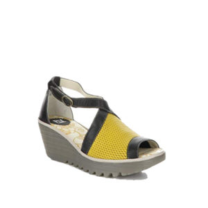 YACE163FLY - Sandale pour femme en cuir couleur jaune de marque Fly London