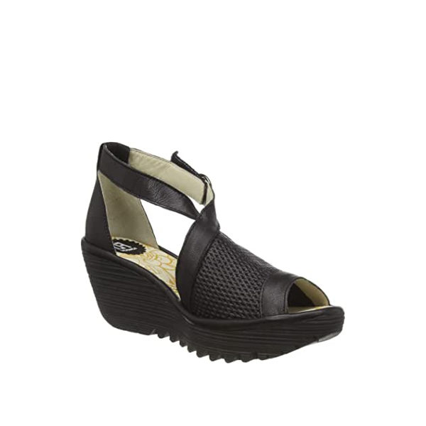 YACE163FLY - Sandale pour femme en cuir couleur noir de marque Fly London