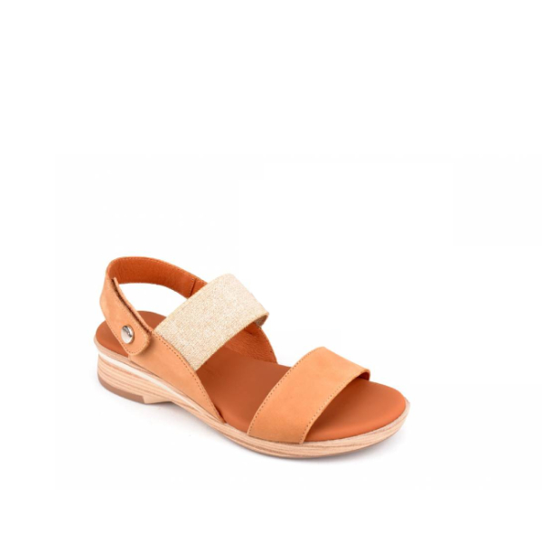 Nabuk - Sandale pour femme en cuir couleur Chameau de marque Paula Urban