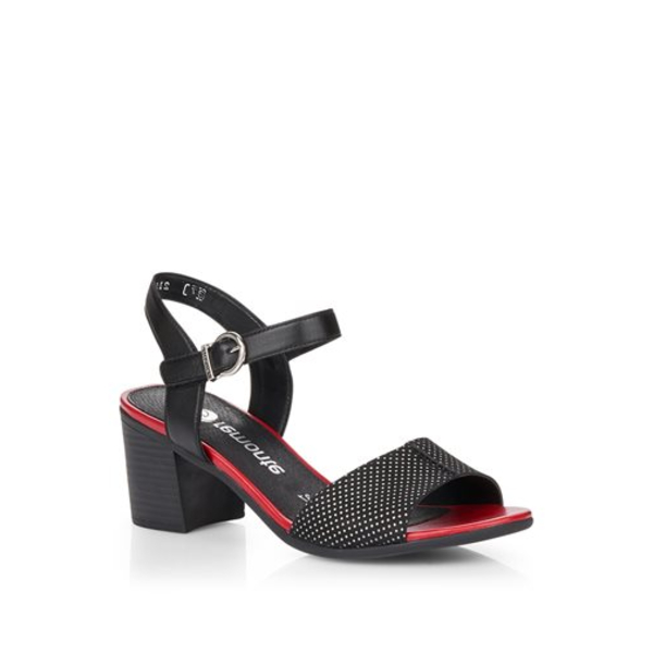 D2152-02 - Sandale pour femme couleur noir a ligne blanche en textile de marque Remonte