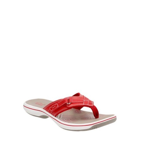 Breeze Sea - Sandale pour femme en cuir couleur rouge de marque Clarks