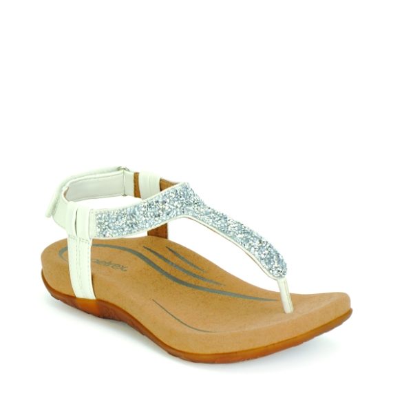 Jade - Sandale pour femme en cuir couleur blanc de marque Aetrex