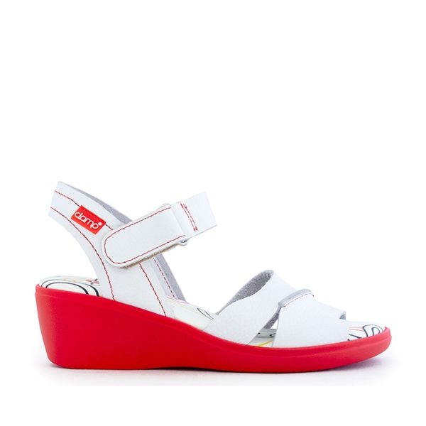 Marlo - Sandale pour femme en cuir couleur blanc rouge de marque Clamp