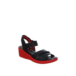 Marlo - Sandale pour femme en cuir couleur noir rouge de marque Clamp