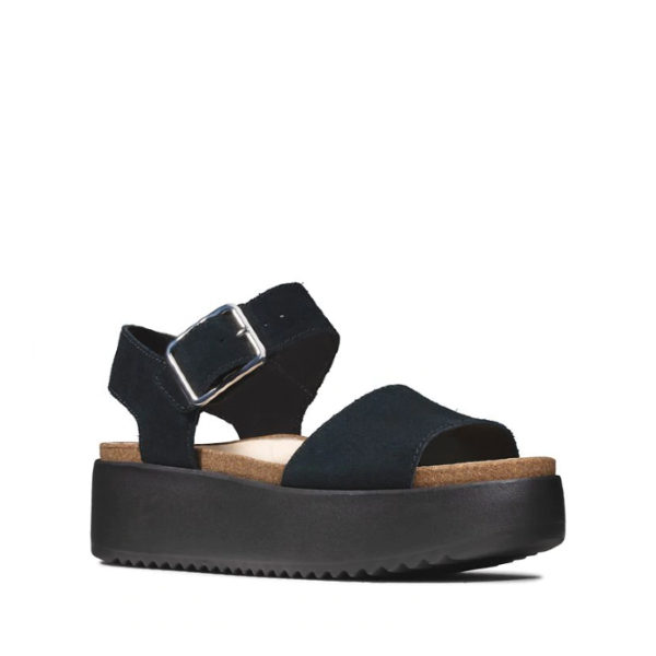 Bontanic Strap - Sandale pour femme en cuir couleur noir de marque Clarks