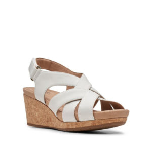 Un Capri Step - Sandale pour femme en cuir couleur blanc de marque Clarks