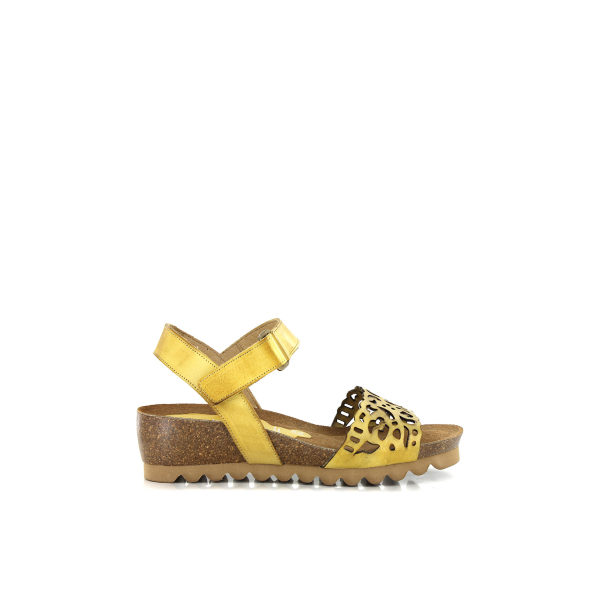 Summer - Sandale pour femme en cuir couleur jaune de marque Dorking