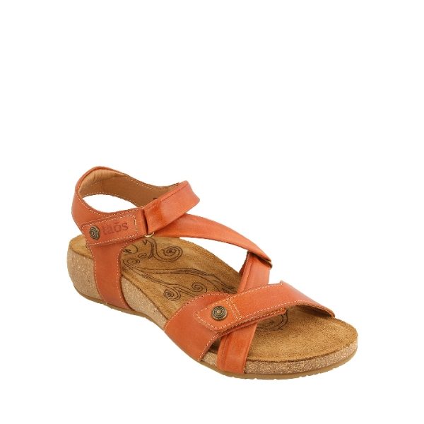 Universe - Sandale pour femme en cuir couleur orange de marque Taos