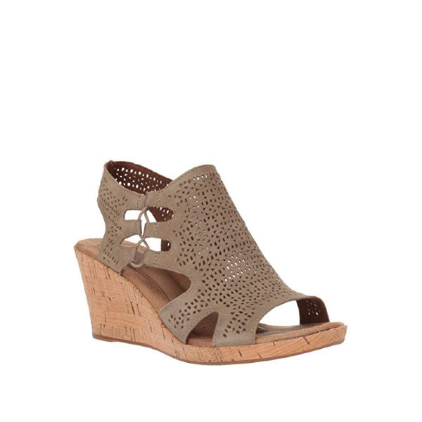 Janna Perf. - sandale pour femme en cuir couleur Khaki de marque Cobb Hill