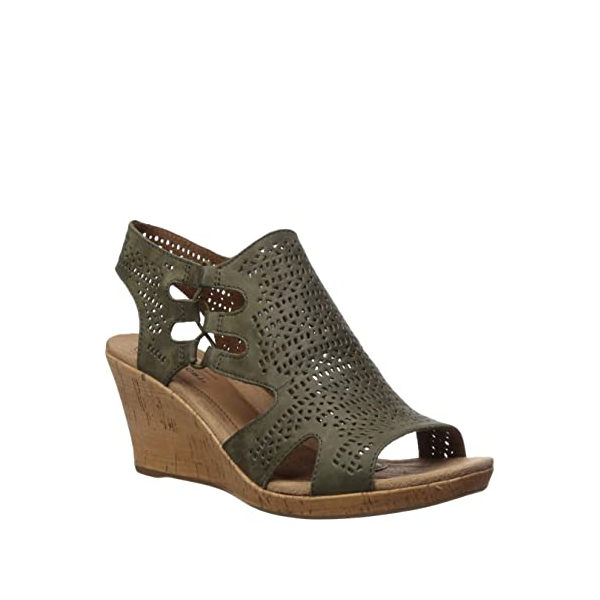 Janna Perf. - sandale pour femme en cuir couleur olive de marque Cobb Hill