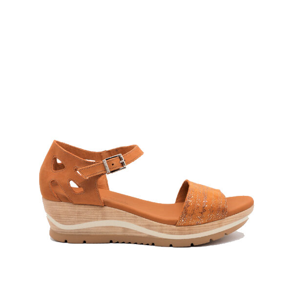 Galaxia - Sandale pour femme en cuir couleur orange de marque Paula Urban