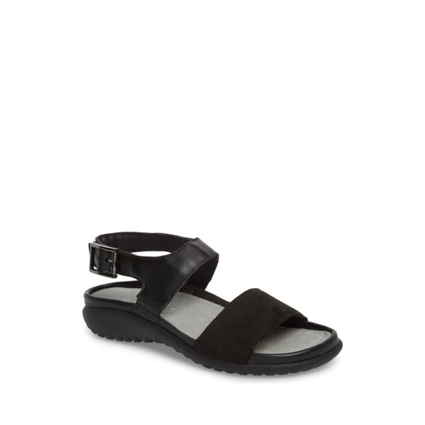 Haki - Sandale pour femme en cuir et suede couleur noir de marque Naot