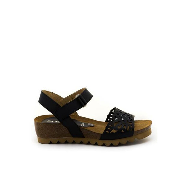 Summer - Sandale pour femme en cuir couleur noir de marque Dorking