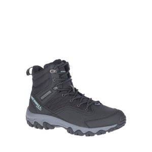 Thermo Akita Mid WP - Bottillon pour femme en cuir couleur noir de marque Merrell