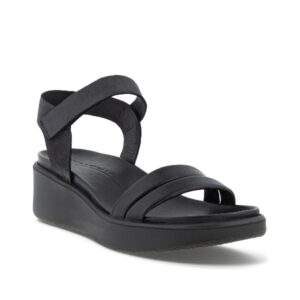 Flowt Wedge - Sandale pour femme en cuir couleur noir de marque Ecco