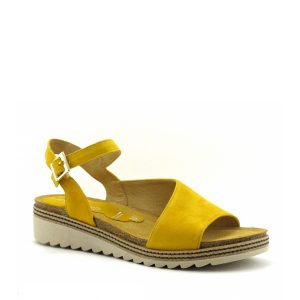 Espe - Sandale pour femme en suède couleur jaune de marque Dorking
