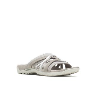 Terran 3 Cush Slide - Sandale pour femme cuir couleur gris de marque Merrell