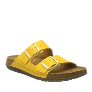 Rodigo - Sandale pour femme en cuir couleur jaune de marque Rohde