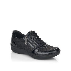 R1426 - Chaussure pour femme en cuir couleur noir venis de marque Remonte