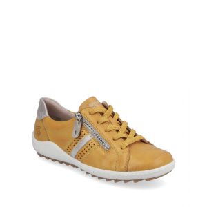 R1432 - Chaussure pour femme en cuir de couleur jaune de marque Remonte