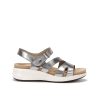 Yagon - Sandale pour femme en cuir de couleur gris métalique de marque Fluchos