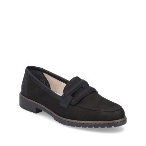 51864 - Chaussure pour femme en cuir couleur noir de marque Rieker