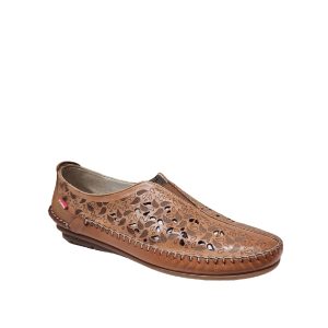 Esla - Chaussure pour femme en cuir de couleur cognac de marque Fluchos