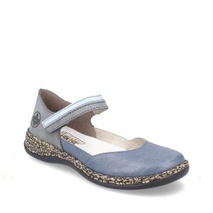 46336- Chaussure pour femme en cuir de couleur azur de marque Rieker