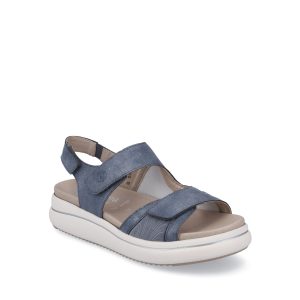 D0L54 - Sandale pour femme en cuir couleur bleu de marque Remonte