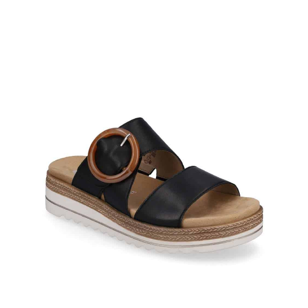 D0Q51 - Sandale pour femme en cuir couleur noir de marque Remonte