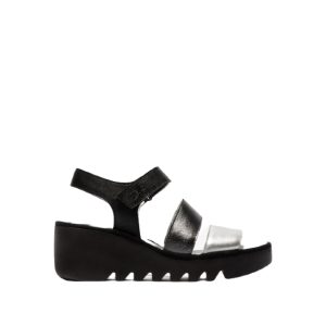 BEXY575FLY - Sandale pour Femme couleur Argent/Noir de marque Fly London